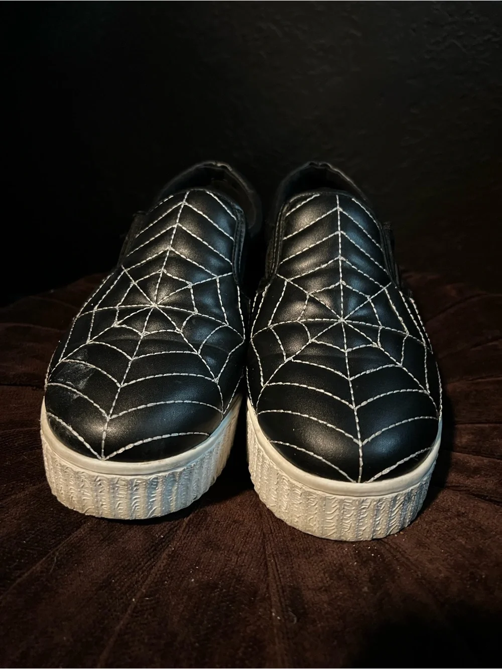 Strange Cvlt spiderweb slip on sneakers